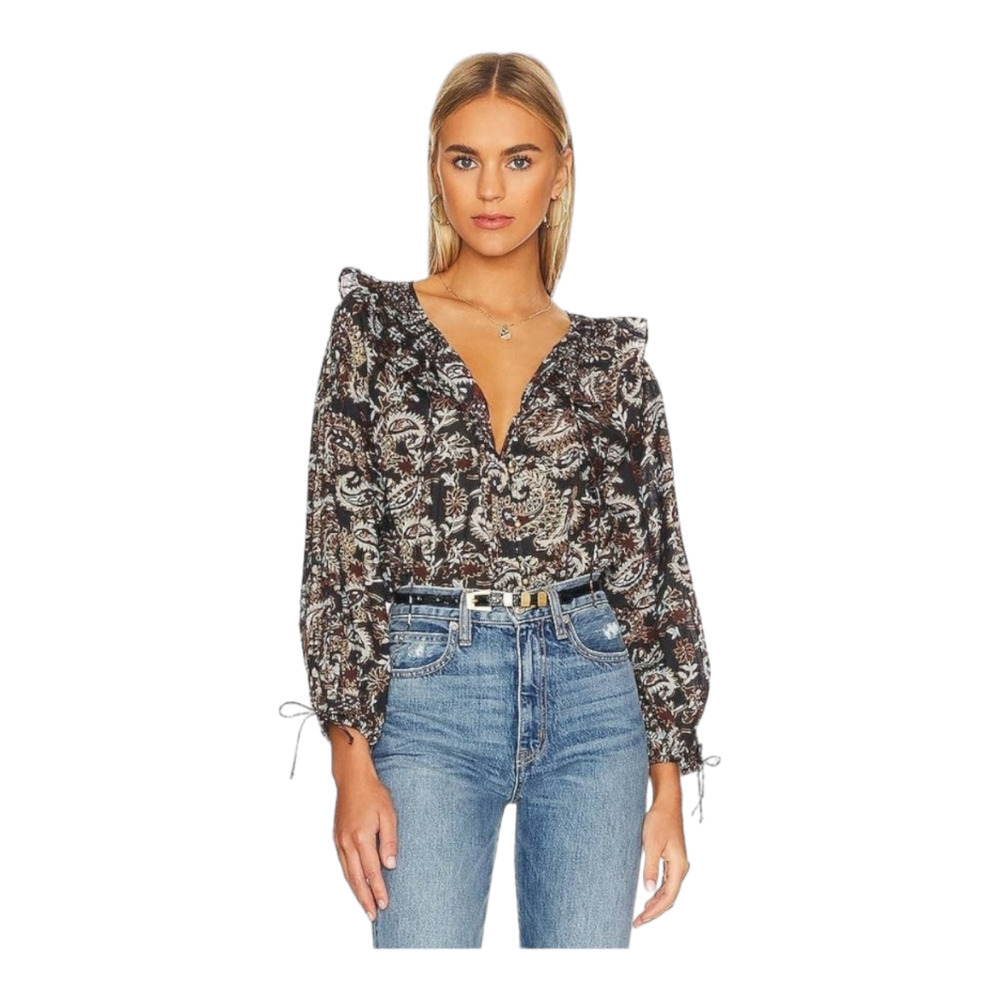 NWT Cleobella Jillian Blouse in Avalon Block Print Revolve size small